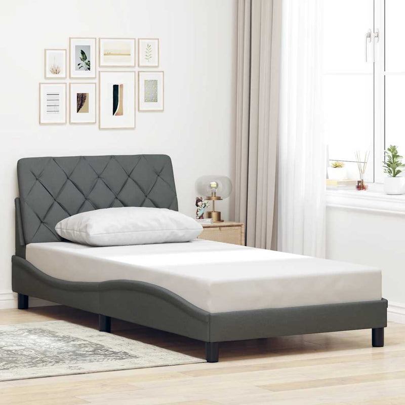 vidaXL sötétszürke szövet ágykeret matrac nélkül 100x200 cm