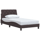 vidaXL sötétbarna szövet ágykeret matrac nélkül 100x200 cm