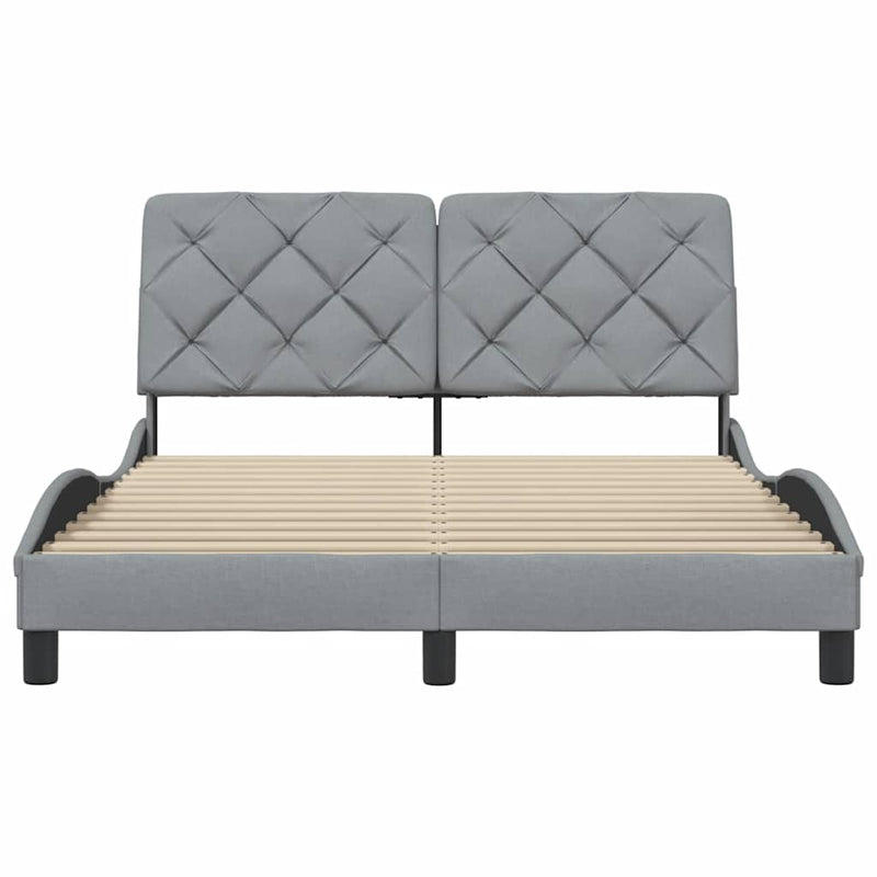 vidaXL világosszürke szövet ágykeret matrac nélkül 140 x 190 cm