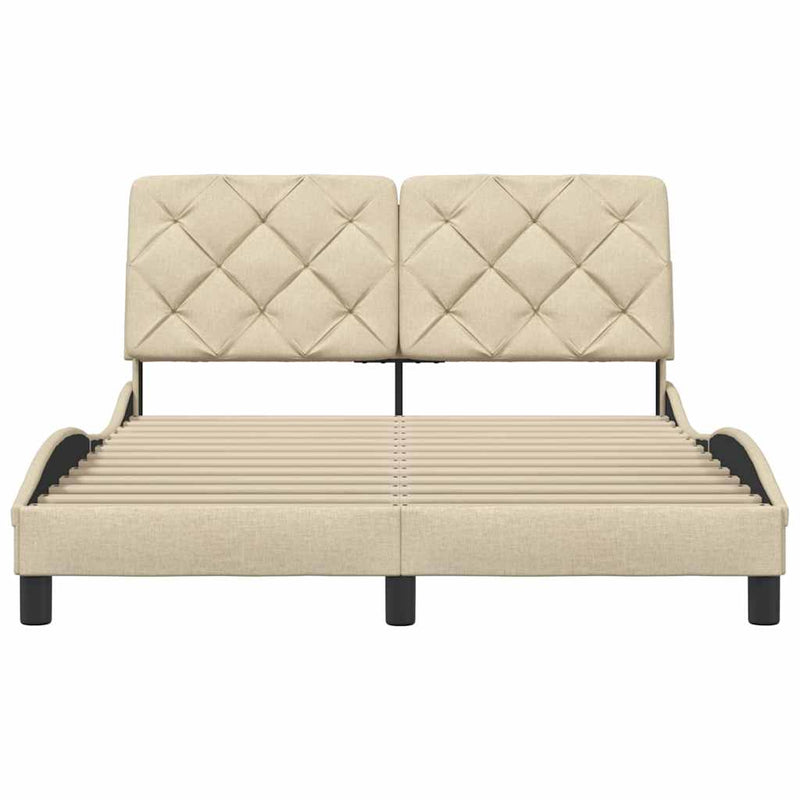 vidaXL krémszínű szövet ágykeret matrac nélkül 140 x 200 cm