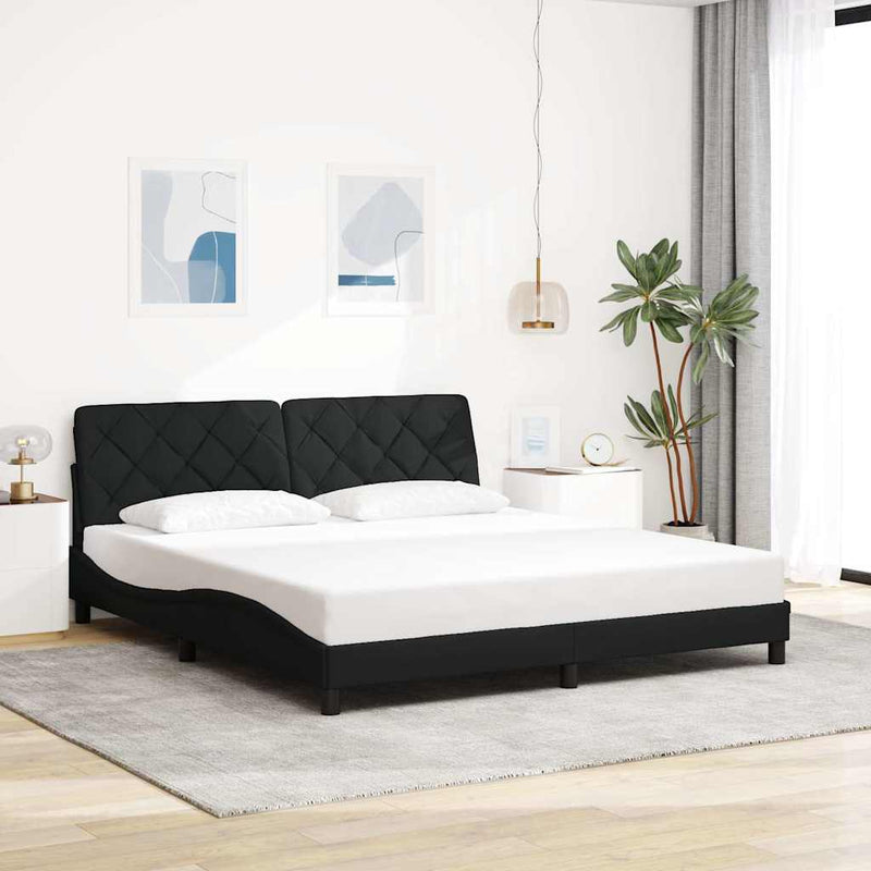vidaXL fekete szövet ágykeret matrac nélkül 180 x 200 cm