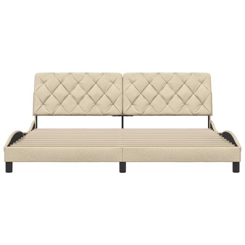 vidaXL krémszínű szövet ágykeret matrac nélkül 200 x 200 cm