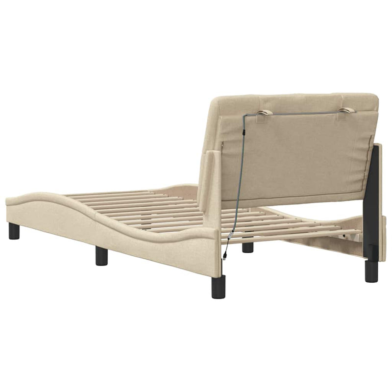 vidaXL krém szövet ágykeret LED-ekkel matrac nélkül 80x200 cm