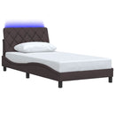 vidaXL sötétbarna szövet ágykeret LED-ekkel matrac nélkül 100x200 cm