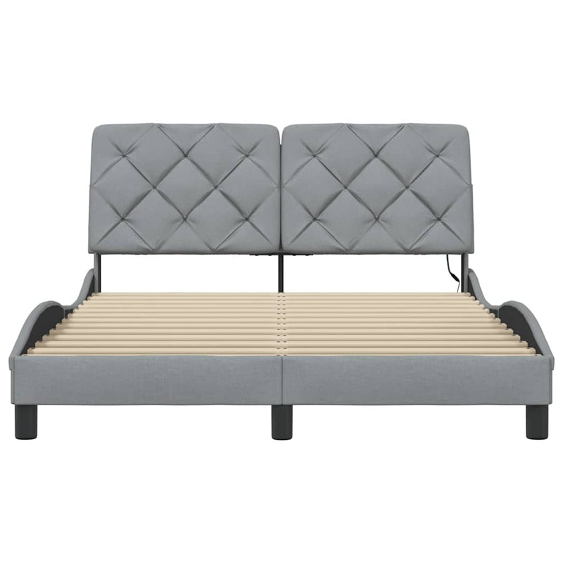vidaXL világosszürke szövet ágykeret LED-ekkel matrac nélkül 140x190cm