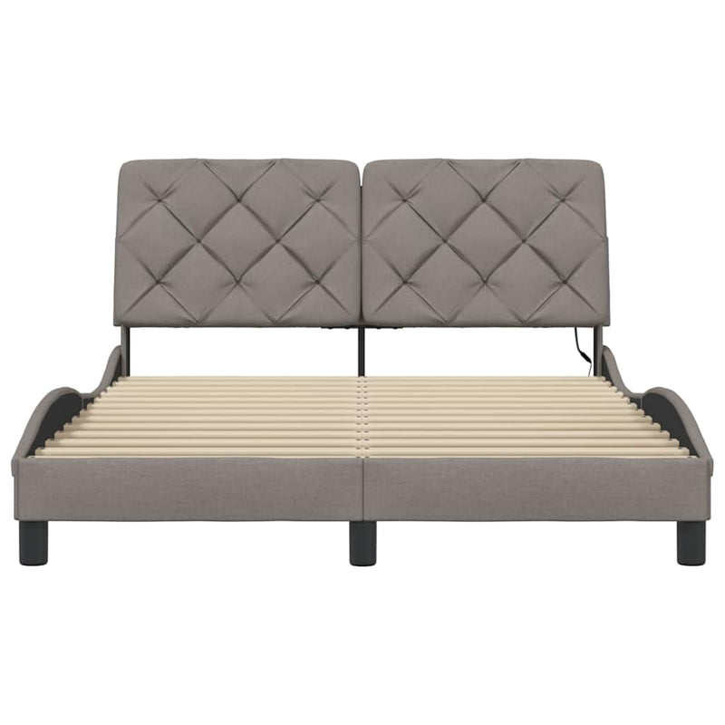 vidaXL tópszínű szövet ágykeret LED-ekkel matrac nélkül 140 x 190 cm