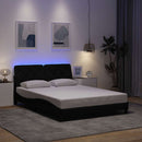 vidaXL fekete szövet ágykeret LED-es matrac nélkül 140x200 cm