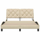 vidaXL krémszínű szövet ágykeret LED-es matrac nélkül 140 x 200 cm