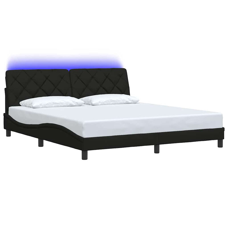 vidaXL fekete szövet ágykeret LED-es matrac nélkül 180 x 200 cm