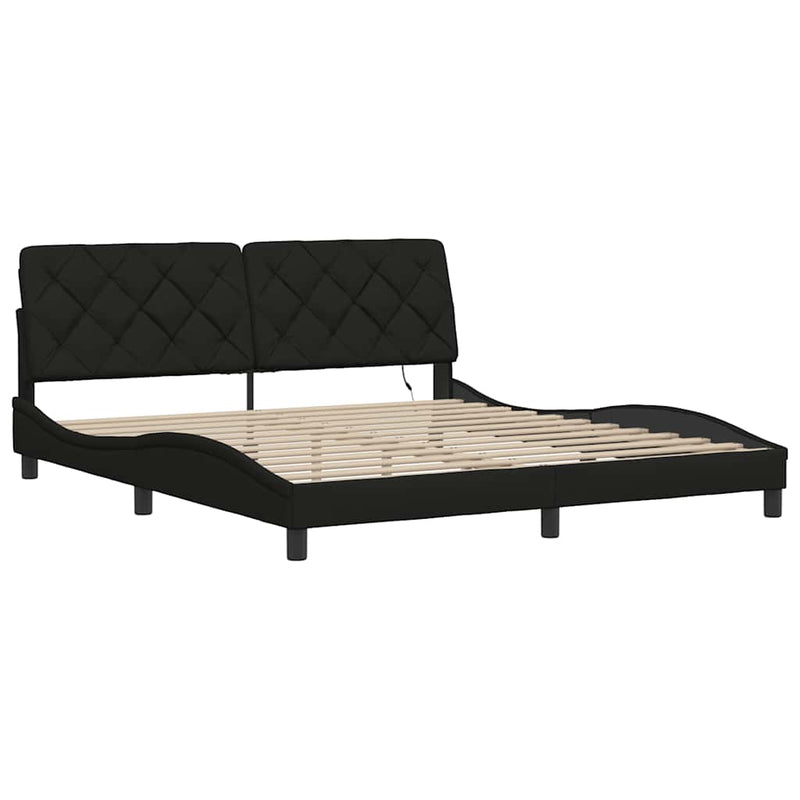 vidaXL fekete szövet ágykeret LED-es matrac nélkül 180 x 200 cm
