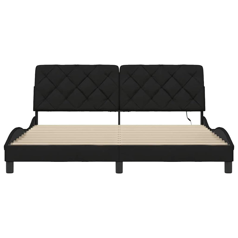 vidaXL fekete szövet ágykeret LED-es matrac nélkül 180 x 200 cm