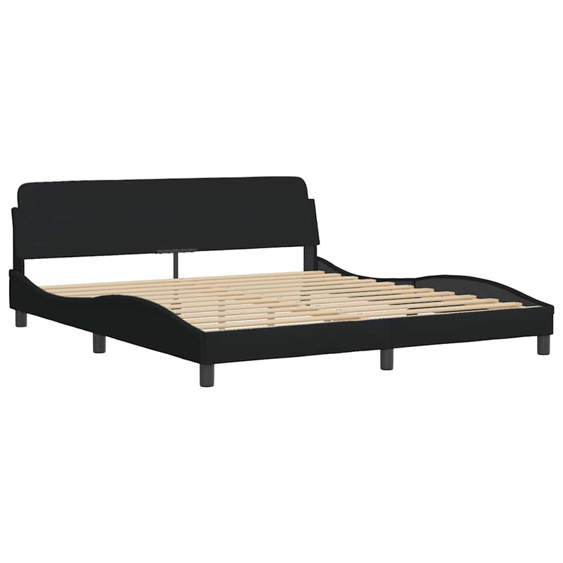 vidaXL fekete szövet ágykeret LED-es matrac nélkül 180 x 200 cm