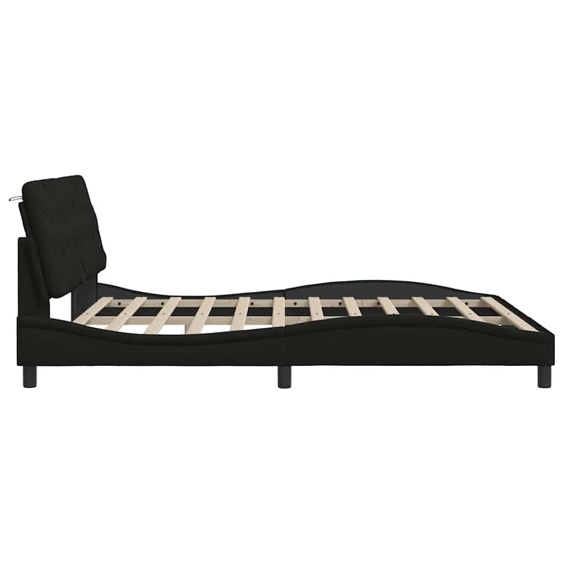 vidaXL fekete szövet ágykeret LED-es matrac nélkül 180 x 200 cm