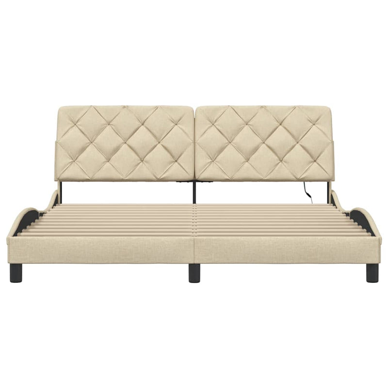 vidaXL krémszínű szövet ágykeret LED-ekkel matrac nélkül 180 x 200 cm