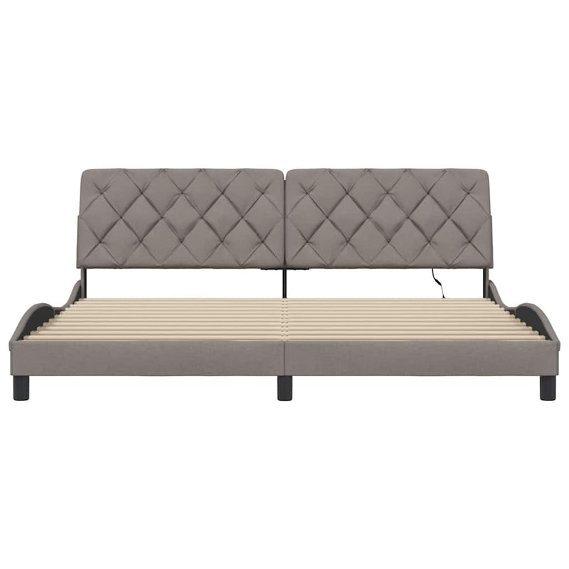 vidaXL tópszínű szövet ágykeret LED-ekkel matrac nélkül 200 x 200 cm