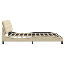 vidaXL krémszínű szövet ágykeret LED-ekkel matrac nélkül 200 x 200 cm