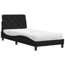 vidaXL fekete szövet ágy matraccal 90x190 cm