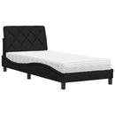 vidaXL fekete szövet ágy matraccal 90x200 cm