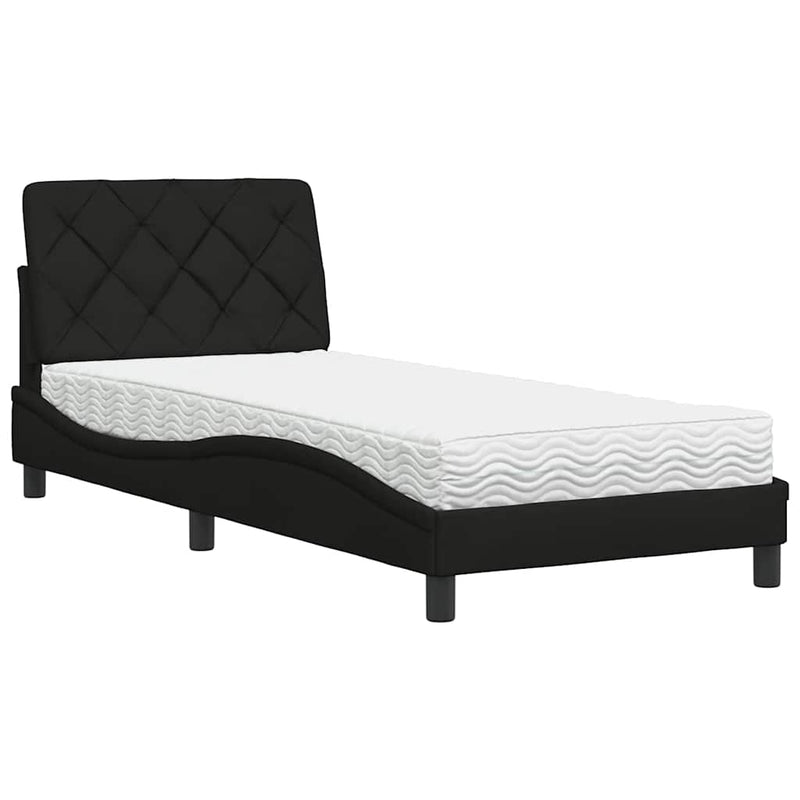 vidaXL fekete szövet ágy matraccal 90x200 cm