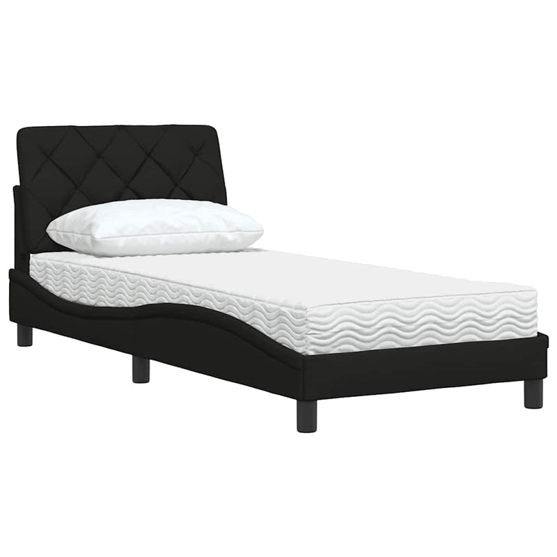 vidaXL fekete szövet ágy matraccal 90x200 cm