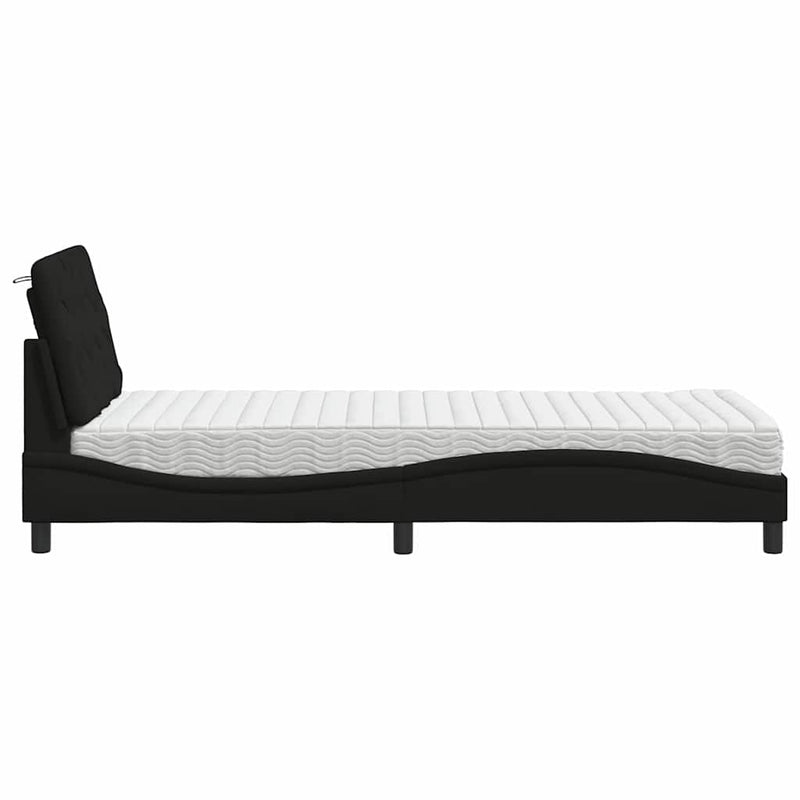 vidaXL fekete szövet ágy matraccal 90x200 cm