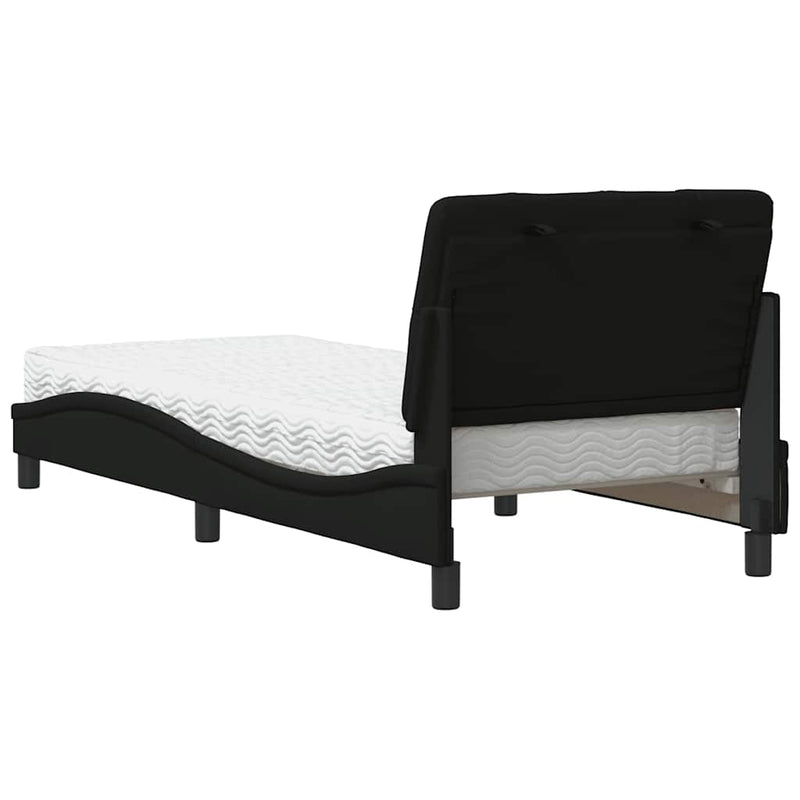 vidaXL fekete szövet ágy matraccal 90x200 cm