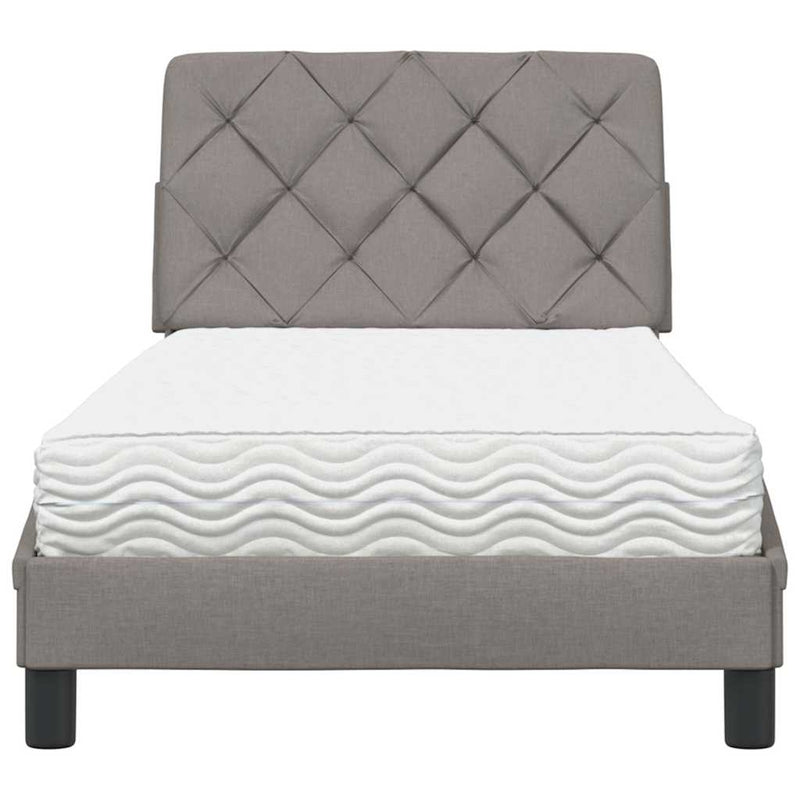 vidaXL tópszínű szövet ágy matraccal 90x200 cm