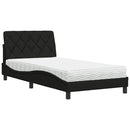 vidaXL fekete szövet ágy matraccal 100x200 cm