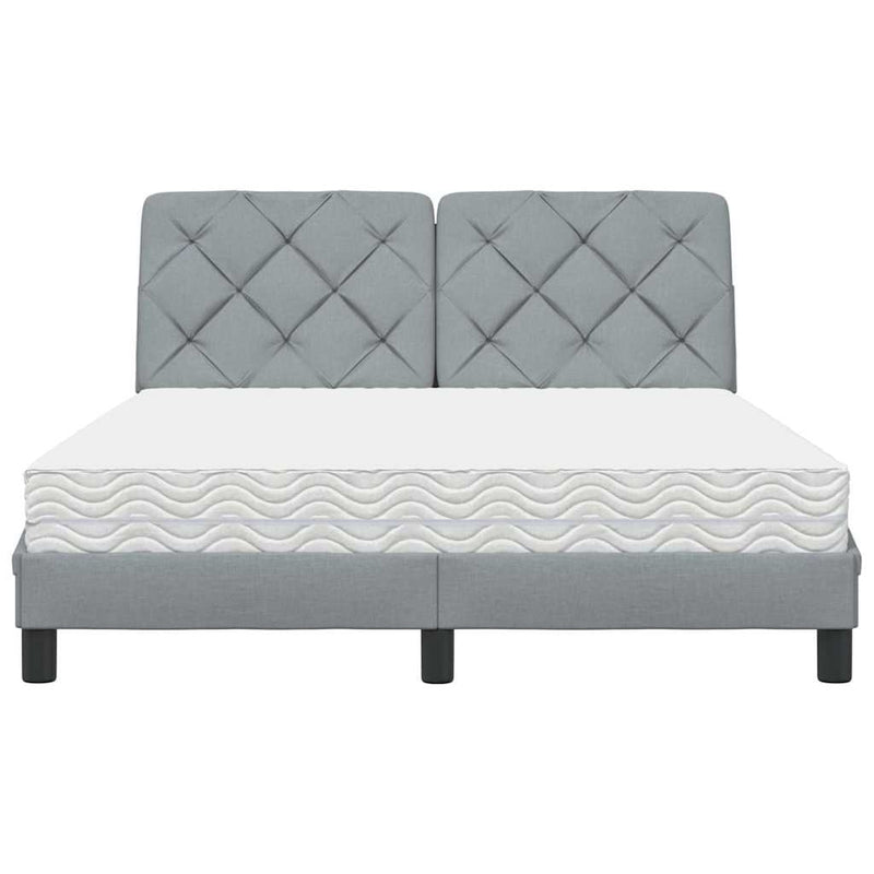 vidaXL világosszürke szövet ágy matraccal 140x190 cm