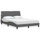 vidaXL sötétszürke szövet ágy matraccal 140x190 cm