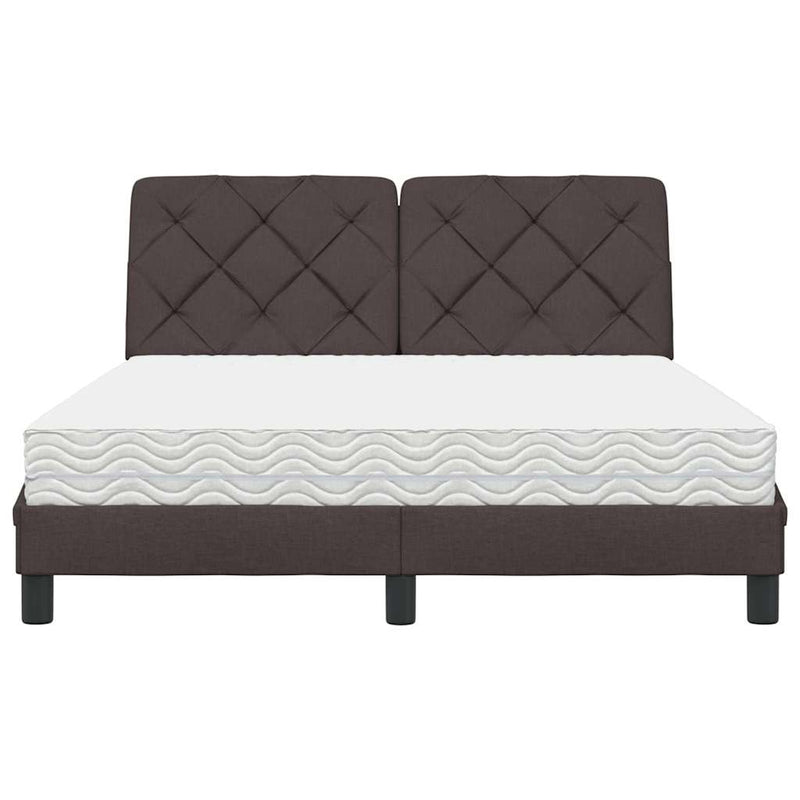 vidaXL sötétbarna szövet ágy matraccal 140x190 cm