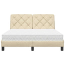 vidaXL krém szövet ágy matraccal 140x190 cm