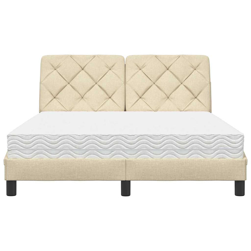 vidaXL krém szövet ágy matraccal 140x190 cm