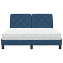 vidaXL ágy matraccal Kék 140x190 cm szövet