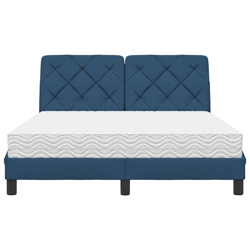 vidaXL ágy matraccal Kék 140x190 cm szövet