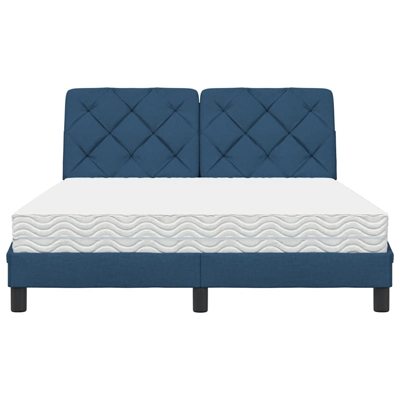 vidaXL ágy matraccal kék 140x200 cm szövet