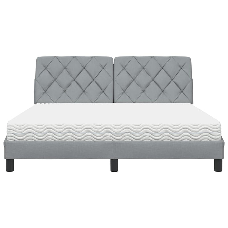 vidaXL ágy matraccal Világosszürke 160x200 cm szövet