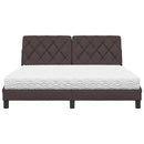 vidaXL ágy matraccal Sötétbarna 160x200 cm szövet