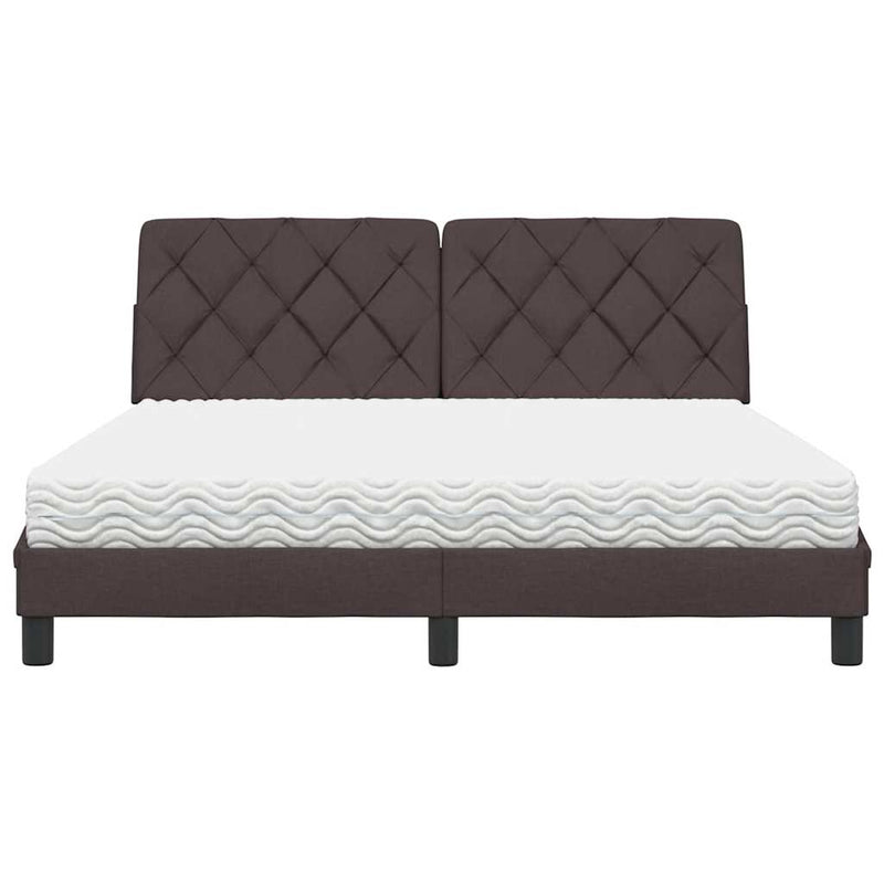 vidaXL ágy matraccal Sötétbarna 160x200 cm szövet