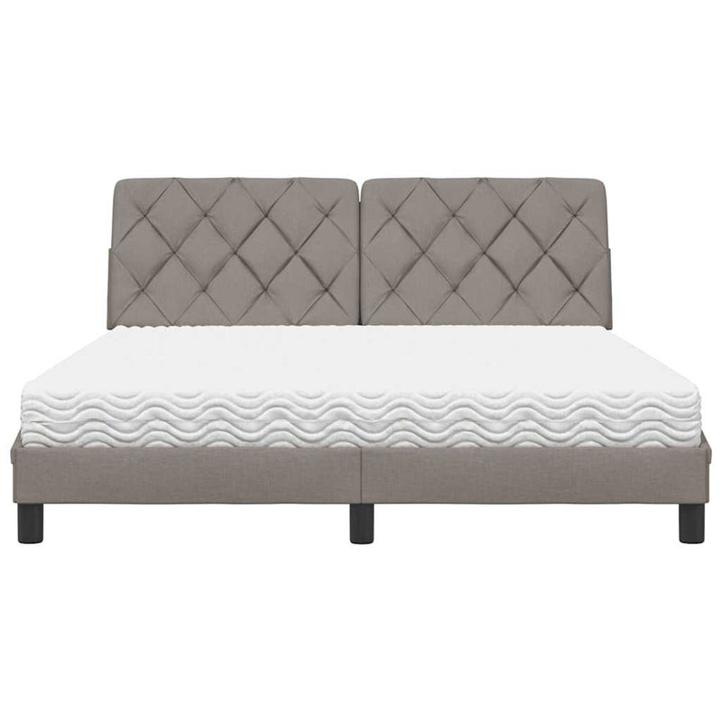 vidaXL ágy matraccal Taupe 160x200 cm szövet