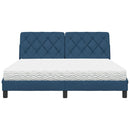 vidaXL ágy matraccal kék 160x200 cm szövet