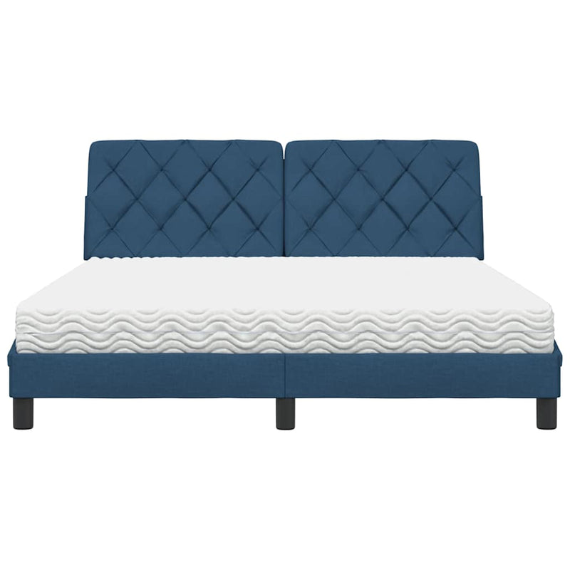 vidaXL ágy matraccal kék 160x200 cm szövet