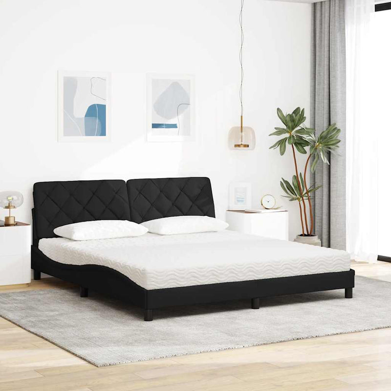 vidaXL fekete szövet ágy matraccal 180x200 cm