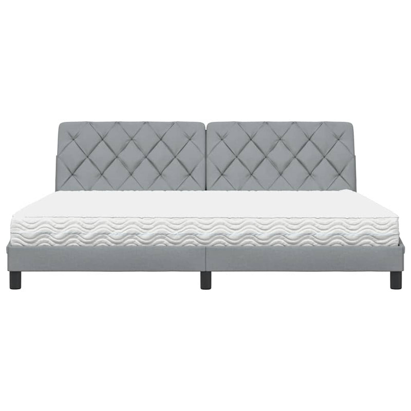 vidaXL világosszürke szövet ágy matraccal 200x200 cm