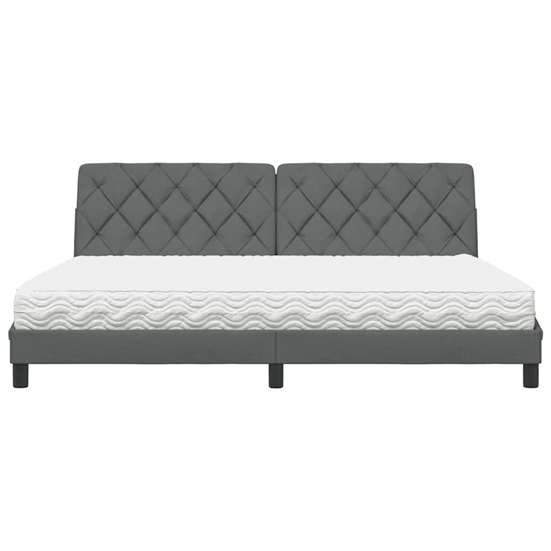 vidaXL sötétszürke szövet ágy matraccal 200x200 cm