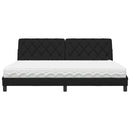 vidaXL fekete szövet ágy matraccal 200x200 cm