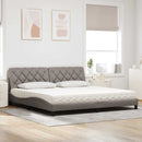 vidaXL ágy matraccal Taupe 200x200 cm szövet