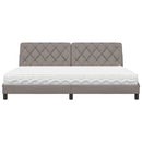 vidaXL ágy matraccal Taupe 200x200 cm szövet