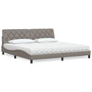 vidaXL ágy matraccal Taupe 200x200 cm szövet
