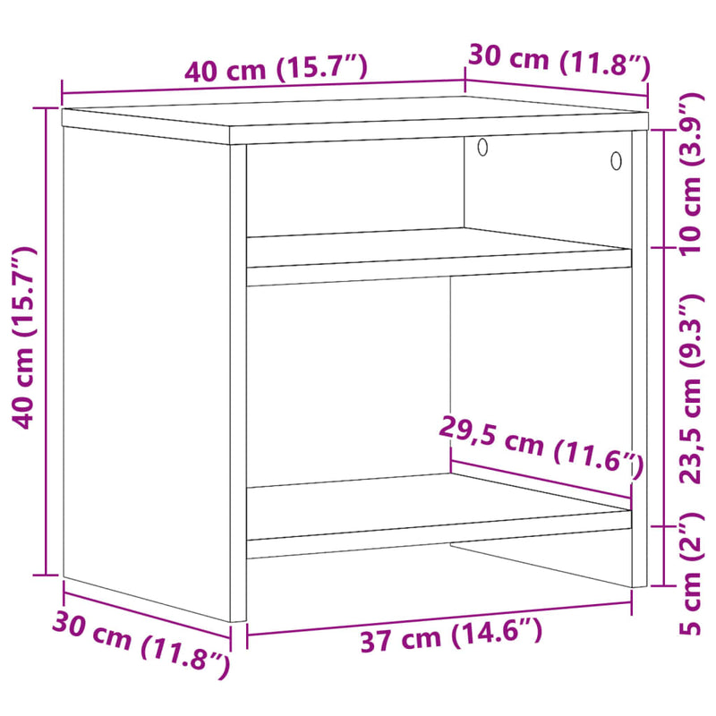 vidaXL 2 db antik fa színű szerelt fa éjjeliszekrény 40 x 30 x 40 cm